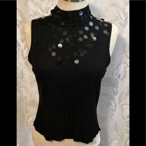Saint Tropez West Black Sleeveless Crop Sweater